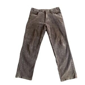 Ojai Women's Brown Corduroy Pants Size 38 Straight Leg Distressed Mini-Cords